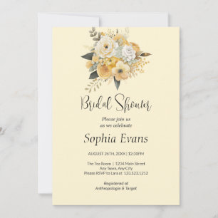 Invitación Floral amarilla y blanca con ducha de novia