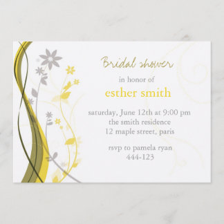 Invitación floral amarilla y gris del encanto