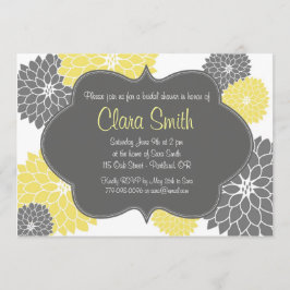 Invitación floral amarilla y gris moderna de la