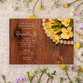 Invitación Floral amarilla y madera de grano de maíz ducha de