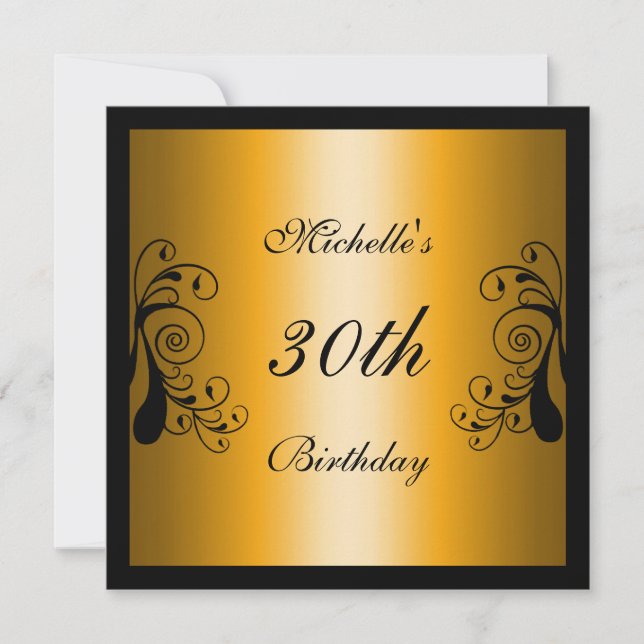 Invitación Floral amarilla y negra (Anverso)