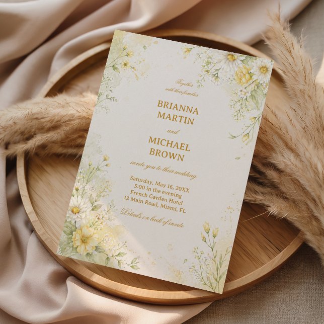 Invitación Floral Amarillo Suave (Subido por el creador)