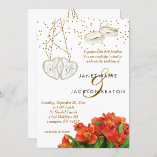 Invitación floral anaranjada brillante de la boda