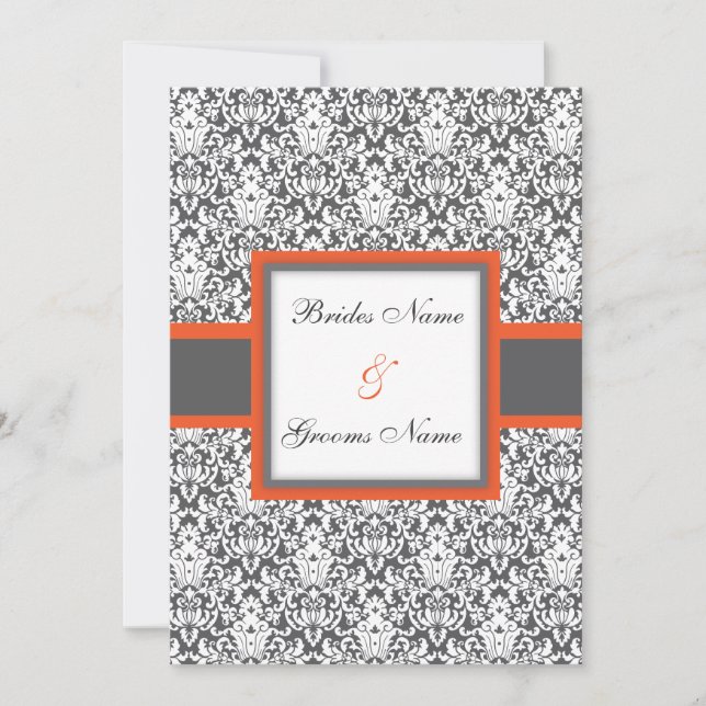 Invitación floral anaranjada de la boda del (Anverso)