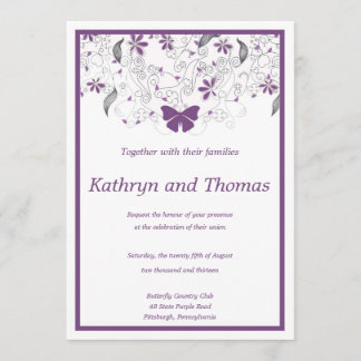 Invitación Floral and butterfly wedding invitation