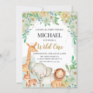 Invitación Floral animals birthday invitation custom