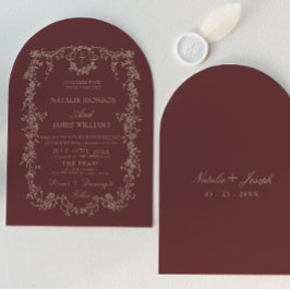 Invitación Floral Antiguo Dinero Zapatos de Tacón Burgundy Ar