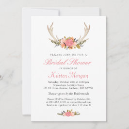 Invitación Floral Antler Boho Moda Bridal Shower