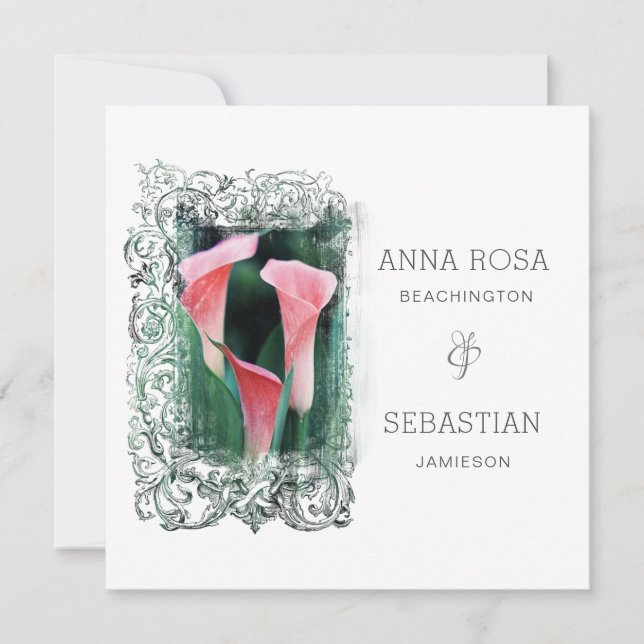 Invitación *~* Floral AR12 LILY FOTO RSVP + Boda QR (Anverso)