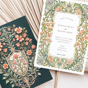 Invitación Floral Art Nouveau Boda Bougainvillea Shield
