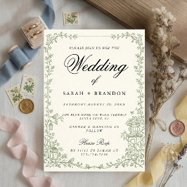 Invitación Floral Art Nouveau–Inspired Wedding Stationery