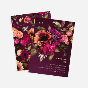 Invitación Floral audaz   Boda dramática y elegante