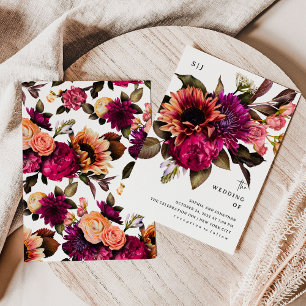 Invitación Floral audaz   Boda dramática y elegante