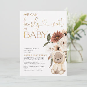 Invitación Floral audaz que podemos esperar a Baby Shower