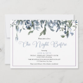 Invitación Floral azul acuática la noche anterior