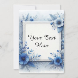 Invitación Floral azul acuático con acentos elegantes