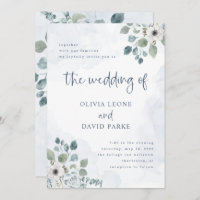 Floral azul agitada y rusa | Boda acuarela