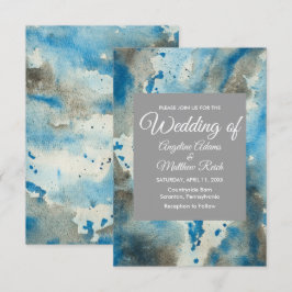 Invitación Floral azul azul acuático brillante moderno