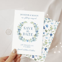 Floral azul bohemian Save the Date
