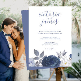 Invitación floral azul brillante Boda de verano