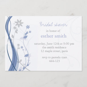 Invitación floral azul clara y gris del encanto