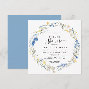 Invitación Floral azul claro Floral Dusty Bridal Shower