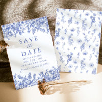 Floral azul de época moderna y elegante que salva 