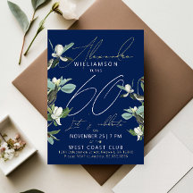 Invitación floral azul de guión moderno elegante p