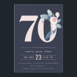 INVITACIÓN FLORAL AZUL DE RUBOR DE NAVY SOFT 70TH CUALQUIER C<br><div class="desc">Si necesita más personalización o cualquier otro elemento que coincida,  no dude en ponerse en contacto conmigo en yellowfebstudio@gmail.com</div>
