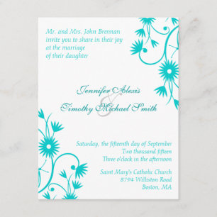 Invitación floral azul del boda del huevo del