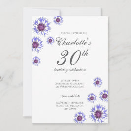 Invitación Floral azul desodorante Fiesta de cumpleaños 30