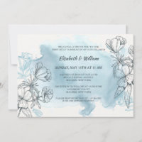 Invitación floral azul en polvo