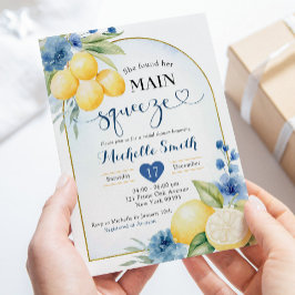 Invitación Floral azul Lemon Main Squeeze Ducha de novia