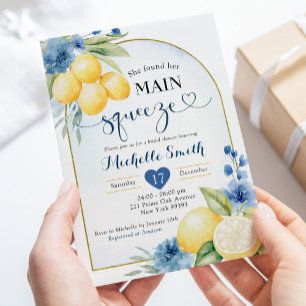 Invitación Floral azul Lemon Main Squeeze Ducha de novia