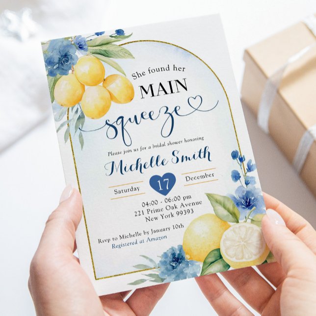 Invitación Floral azul Lemon Main Squeeze Ducha de novia (Subido por el creador)