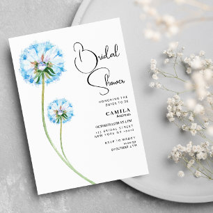 Invitación Floral azul lilac verde dandelion Bridal Shower