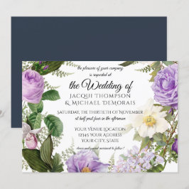 Invitación Floral azul marfil azul marfil vintage de la marin