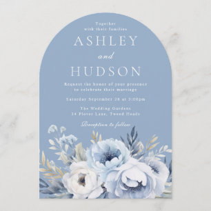 Invitación Floral azul moderna Boda de invierno