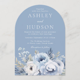 Invitación Floral azul moderna Boda de invierno