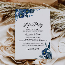 Invitación Floral azul moderno vamos Fiesta
