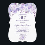 Invitación Floral azul morado claro 30 cumpleaños Fiesta<br><div class="desc">Elegante diseño de tarjeta Floral azul turquesa morada clara. Paleta de acuarela elegante y espléndida: púrpura claro, tonos de lavanda y azul polvoriento. Flores suaves de acuarela y hermosas fuentes. Utilice la herramienta Personalizar para agregar su información. Para ver los elementos coincidentes, por favor, visite mi Colección Floral Azul Púrpura...</div>