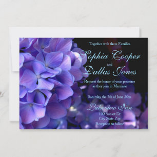 Invitación Floral azul púrpura perlilla Hidrangea Boda