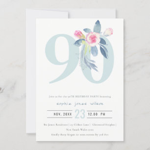 INVITACIÓN FLORAL AZUL RUBOR DE AQUÍ BLANDO 90 CUALQUIER CUMP