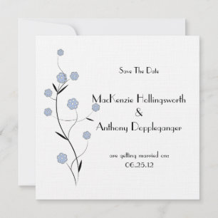 Invitación Floral azul salva la fecha