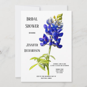 Invitación Floral azul sobre blanco, ducha de novia Boda,