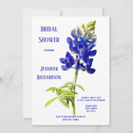Invitación Floral azul sobre blanco, ducha de novia Boda,