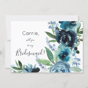 Invitación Floral azul turbio 2