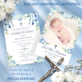 Invitación Floral azul turquesa con foto cristiana