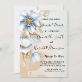 Invitación Floral azul vintage