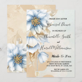 Invitación Floral azul vintage